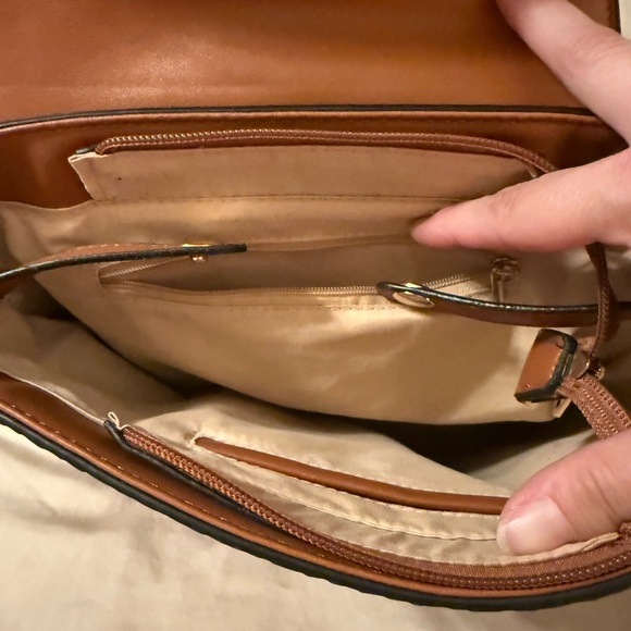 Woven faux leather backpack no brand NWOT camel brown - Picture 3 of 6